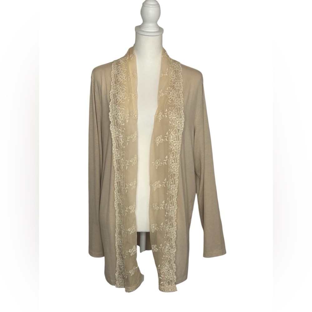 Krazy Kat Indie Cream Lace trim open cardigan Fairy sz XXL boho Ren Faire NWOT